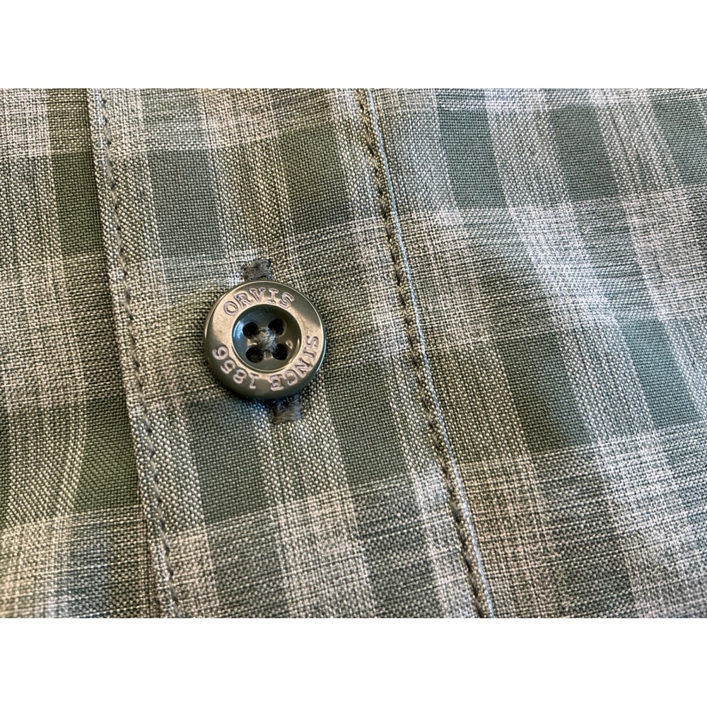 Orvis Short Sleeve Button Down Shirt Green Plaid Hiking Outdoor XXL Classic Fit - Picture 3 of 14